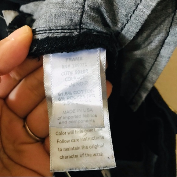 Frame Denim Mid Rise Stretch Skinny Distressed Jeans Black Size 25 - Picture 5 of 10